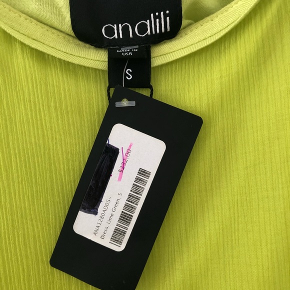 NWT Analili Neon Lime Green chiffon & silk dress Small - Picture 6 of 11